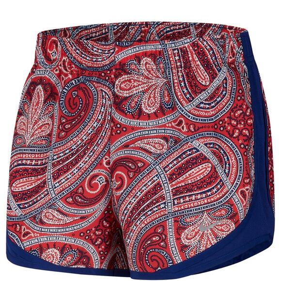 Nike Shorts NWT Tempo Red/Blue Paisley Running Athletic Dri-Fit Women's Small - Picture 3 of 11